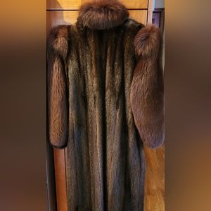 Vintage Mahagony Mink and Fox Coat